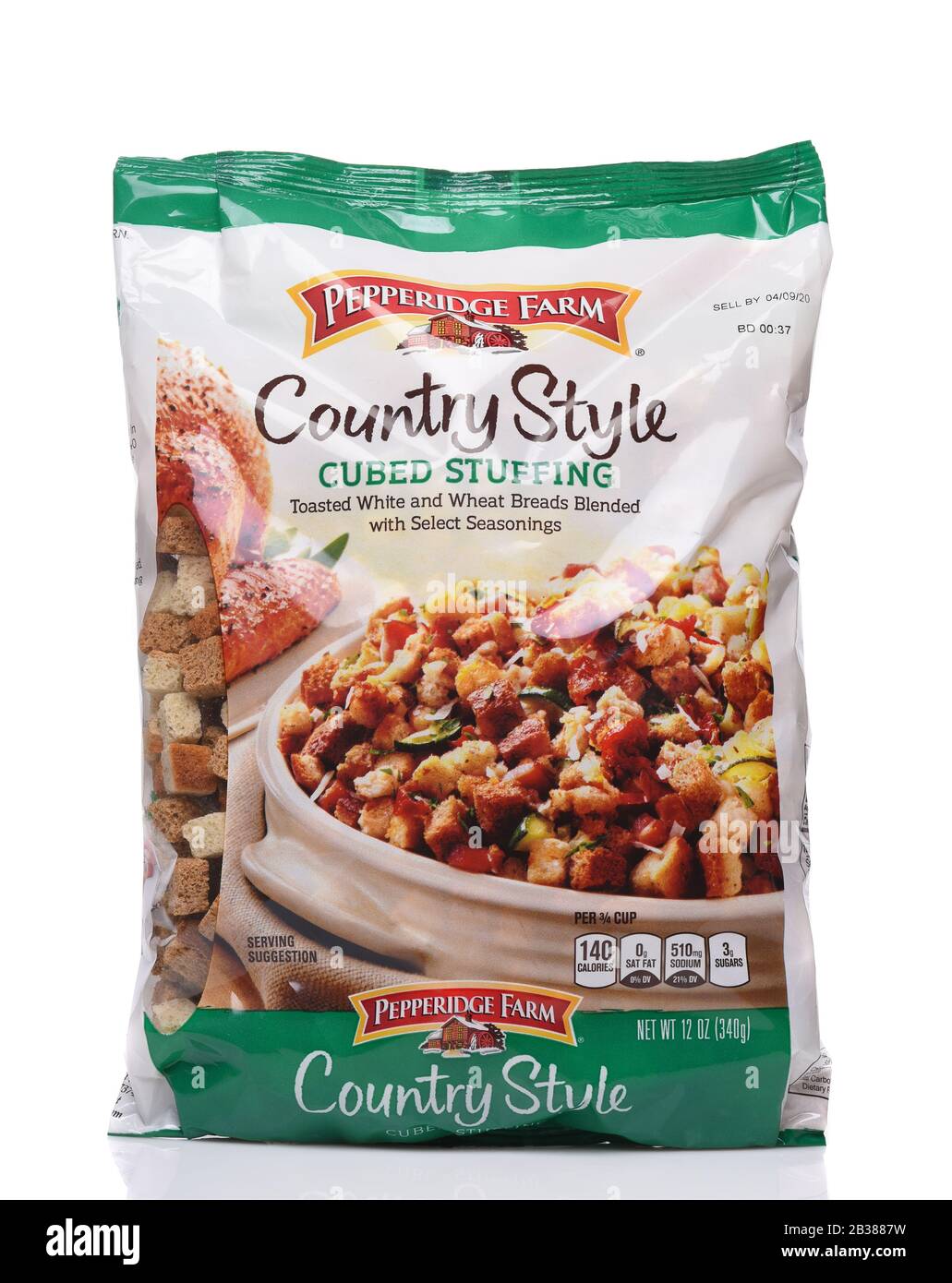 IRVINE, CALIFORNIA - 24 DECEMBER 2019: A package of Pepperidge Farms Country Style Cubed Stuffing. Stock Photo