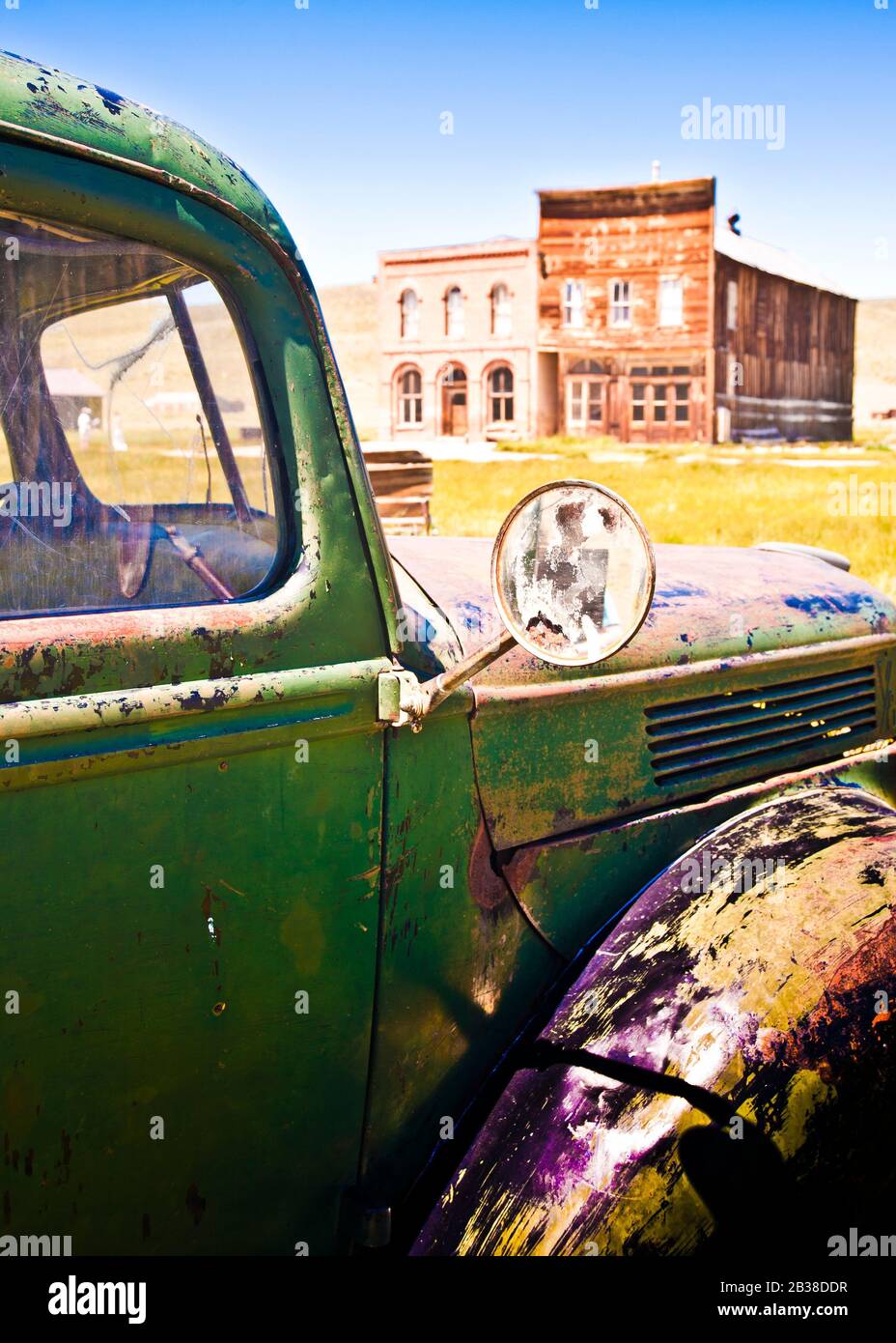 green pickup truck 1930s  with rusty flaking paintwork Stock Photo