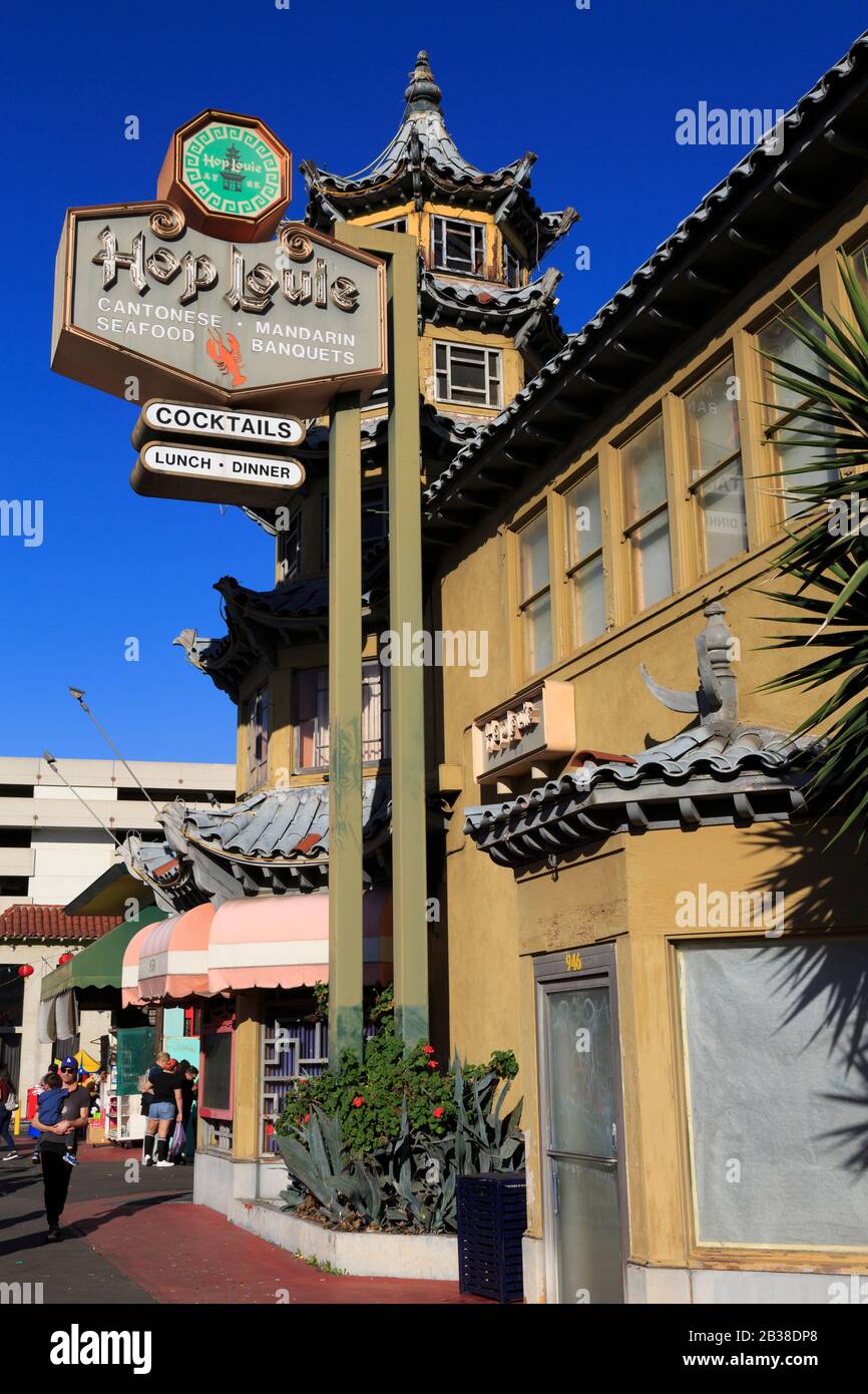 Hop Louie Restaurant, Central Plaza, Chinatown, Los Angeles, California, USA Stock Photo