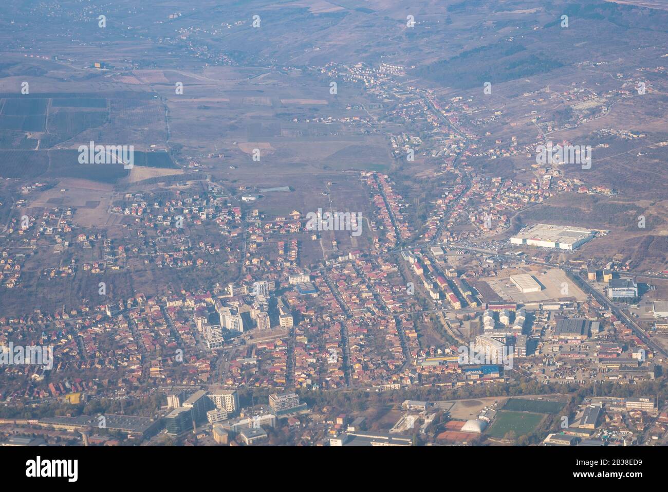 Aerial view of the centre of the city of Cluj Napoca in Transylvania, Romania Stock Photo