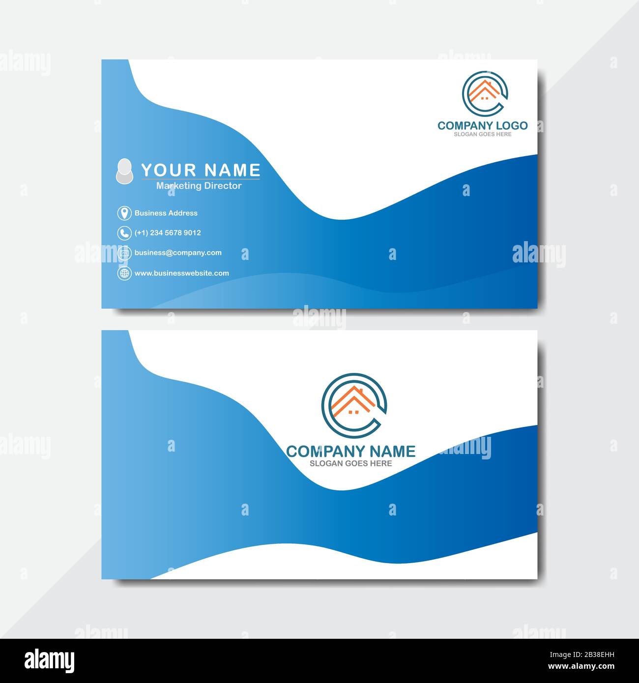 Doublesided business card template. Flat Design Vector Illustration