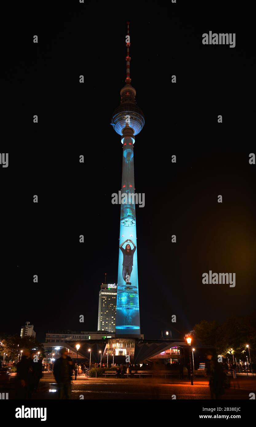 Festival of Lights, Fernsehturm, Alexanderplatz, Mitte, Berlin, Deutschland Stock Photo