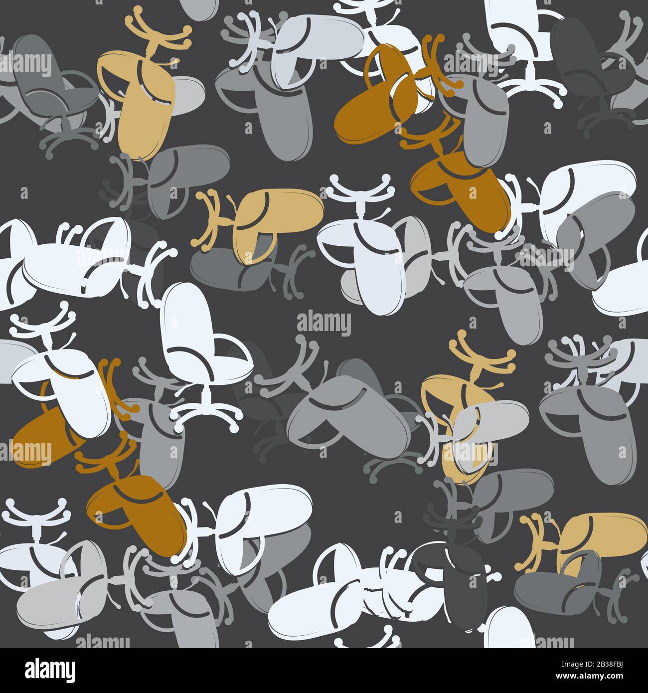 seamless office chair pattern on grey background. Vector image Stock