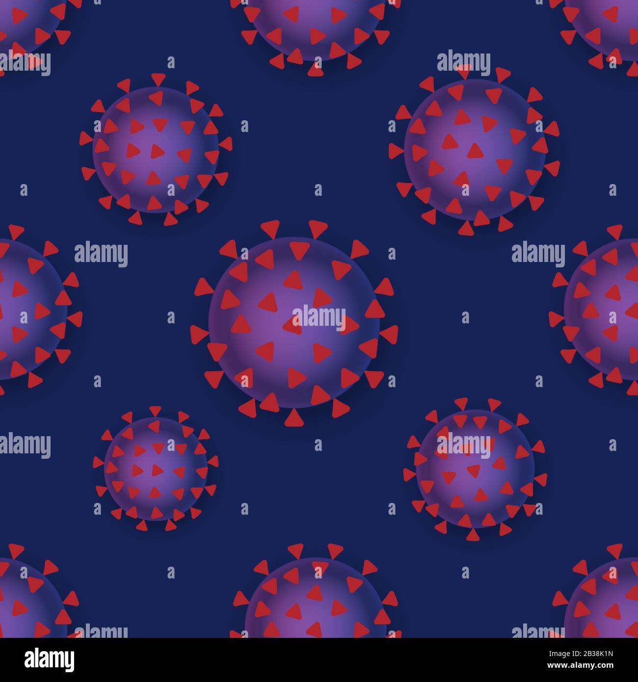 Seamless pattern with viruses on blue background. Vector illustration Stock Vector