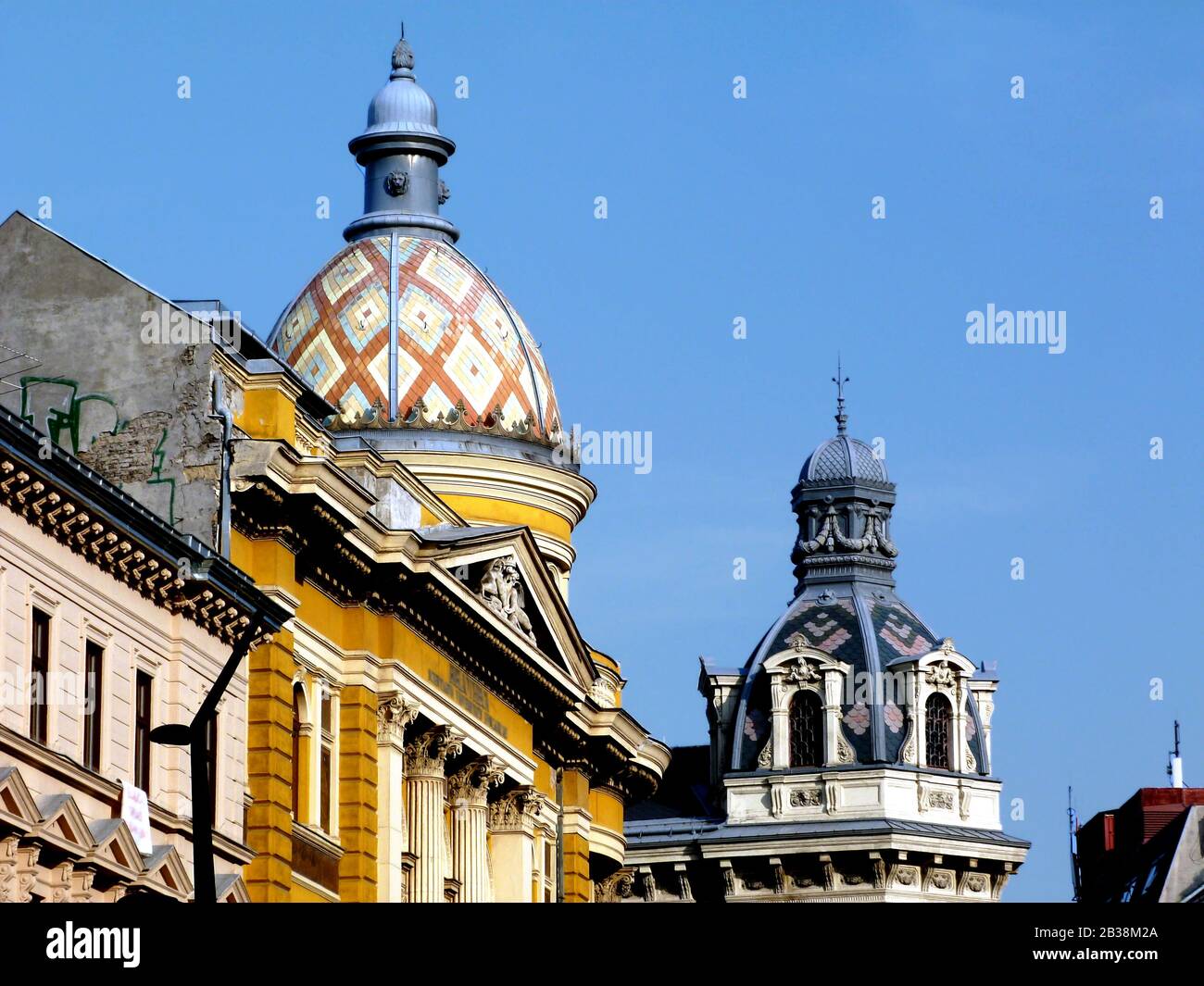 classic cupola or dome in Budapest, Hungary. beautiful colorful enamel