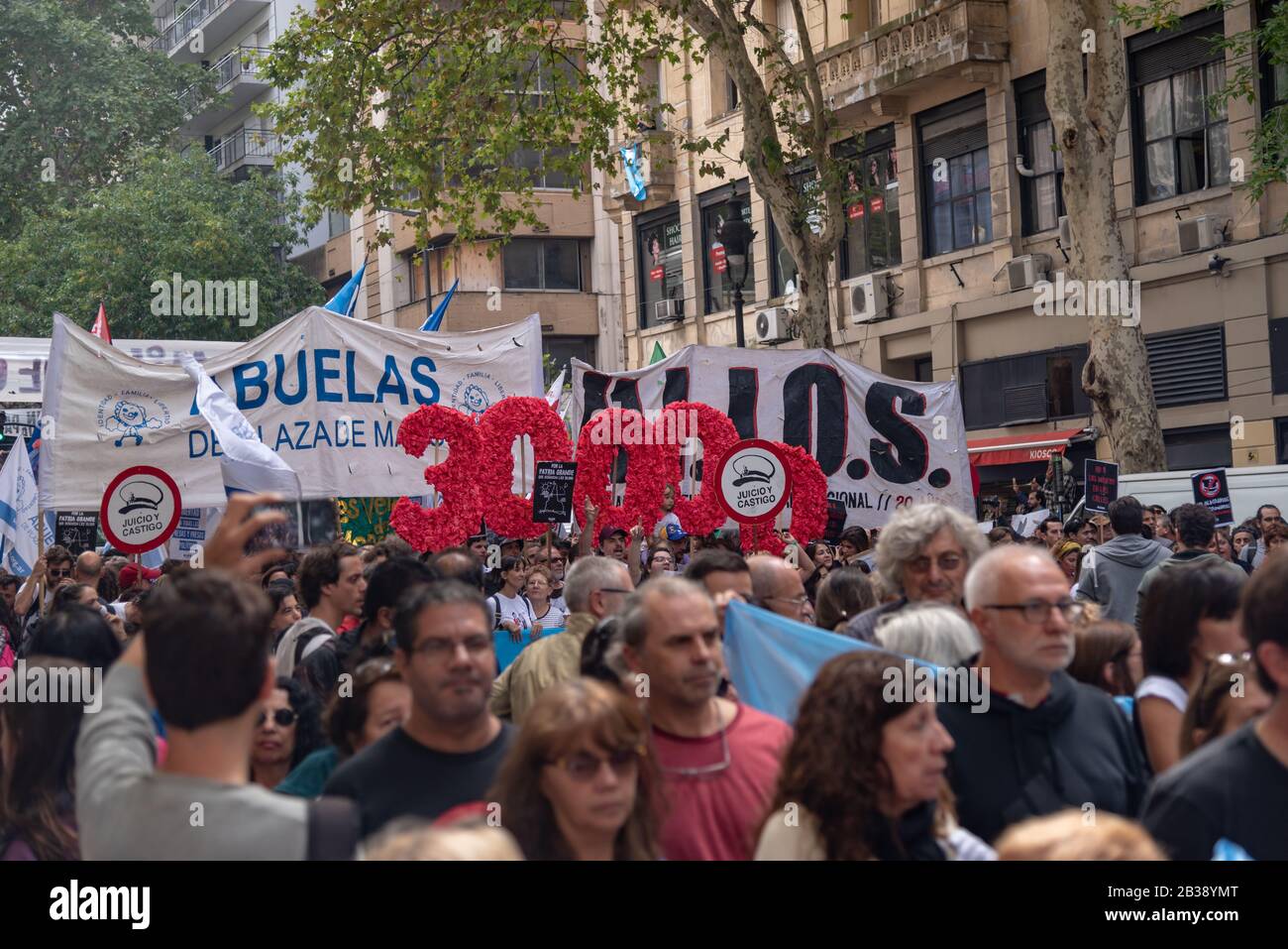 Popular manifestation for 43 years of the putsch during the National Day of Memory, Truth and Justice that recall those 30000 desappeared in Argentina Stock Photo