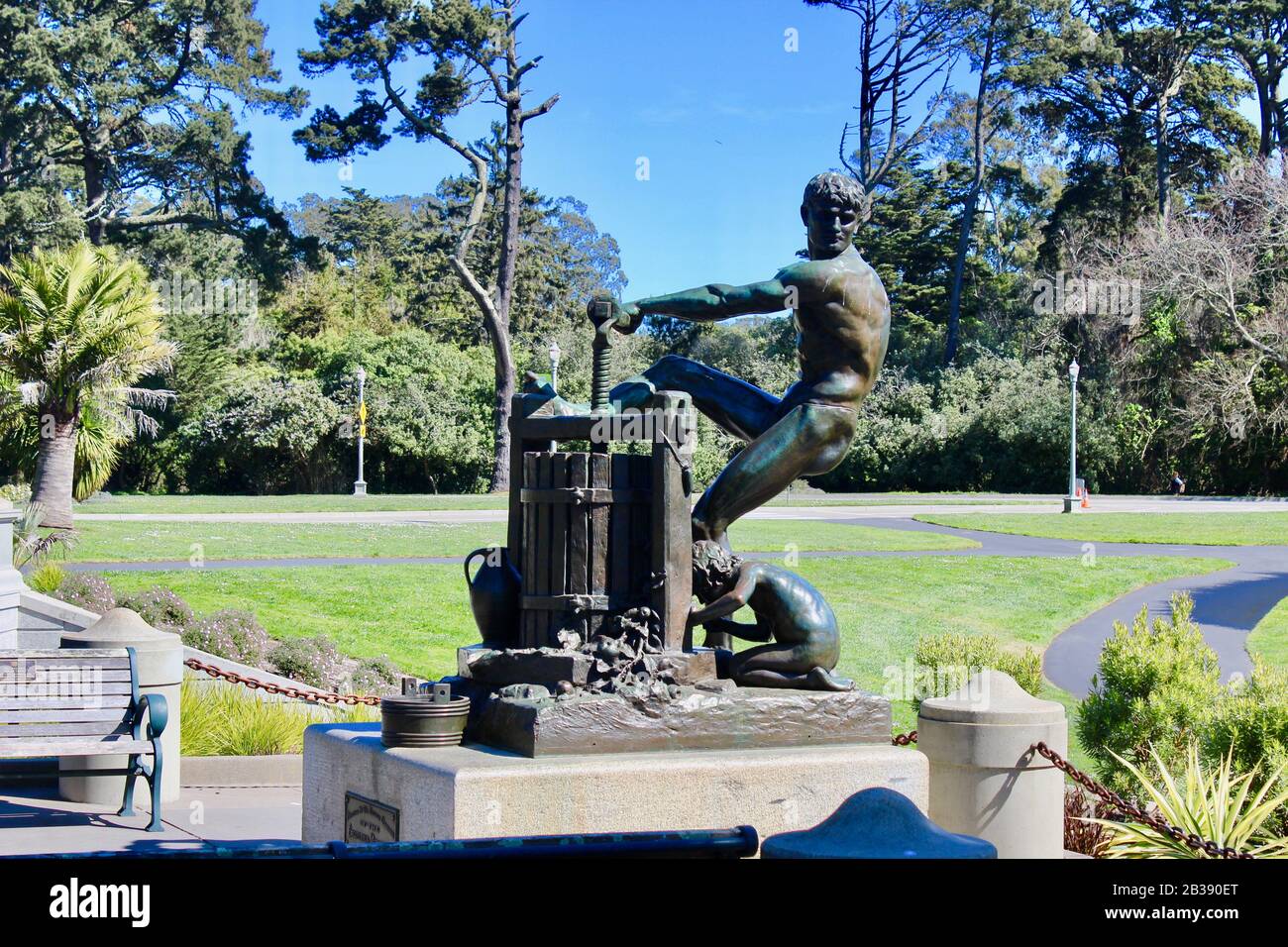 Apple Cider Press by Thomas Shields Clark, Golden Gate Park, San Francisco, California Stock Photo