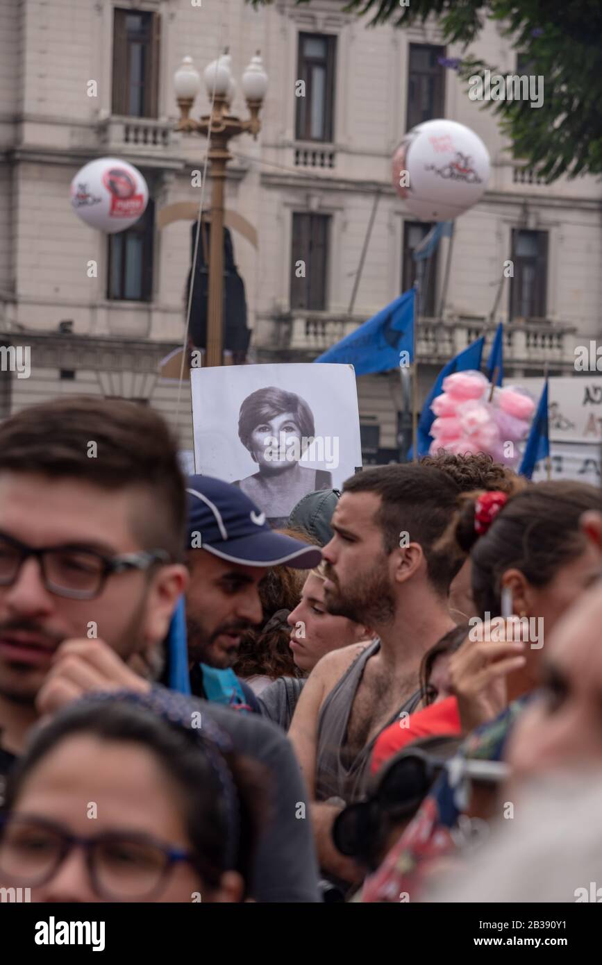 Buenos Aires, Argentina; March 24, 2019: A picture of a desappeared in the middle of the popular manifestation for 43 years of the putsch during the N Stock Photo