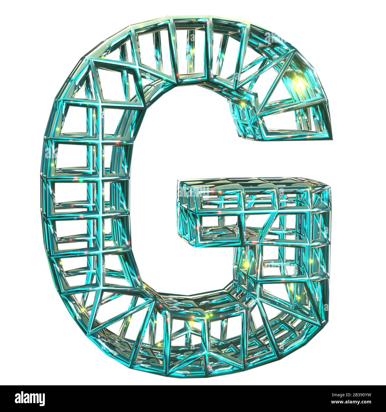 3D rendering. Uppercase Letter G. Magic style graphic. Pure Sparkling ...