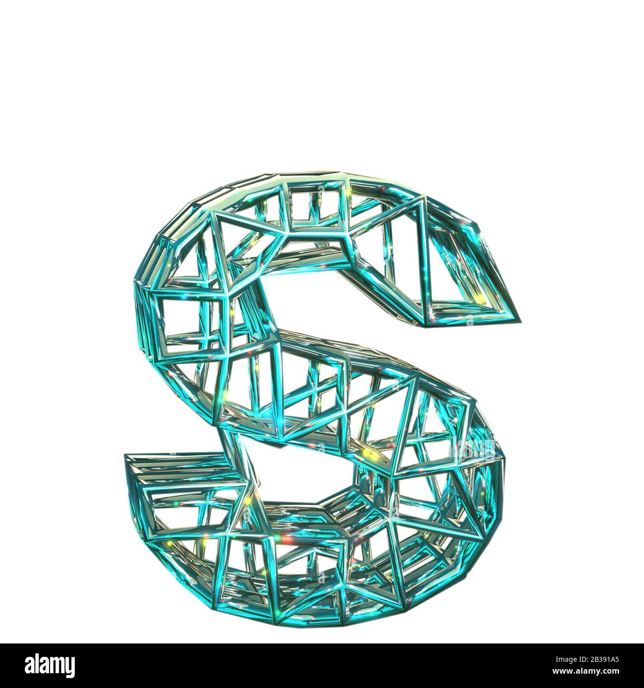 3D rendering. Lowercase Letter s. Cool high resolution symbol render. Pure  Sparkling aquamarine font. Magic style modern. Isolated on white backgroun  Stock Photo - Alamy