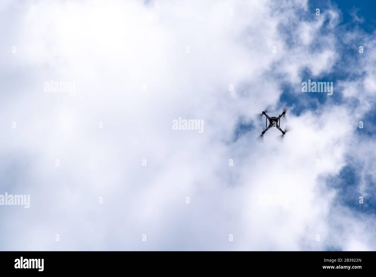 Buenos Aires, Argentina; March 24, 2019: A drone flying in the middle of the sky Stock Photo