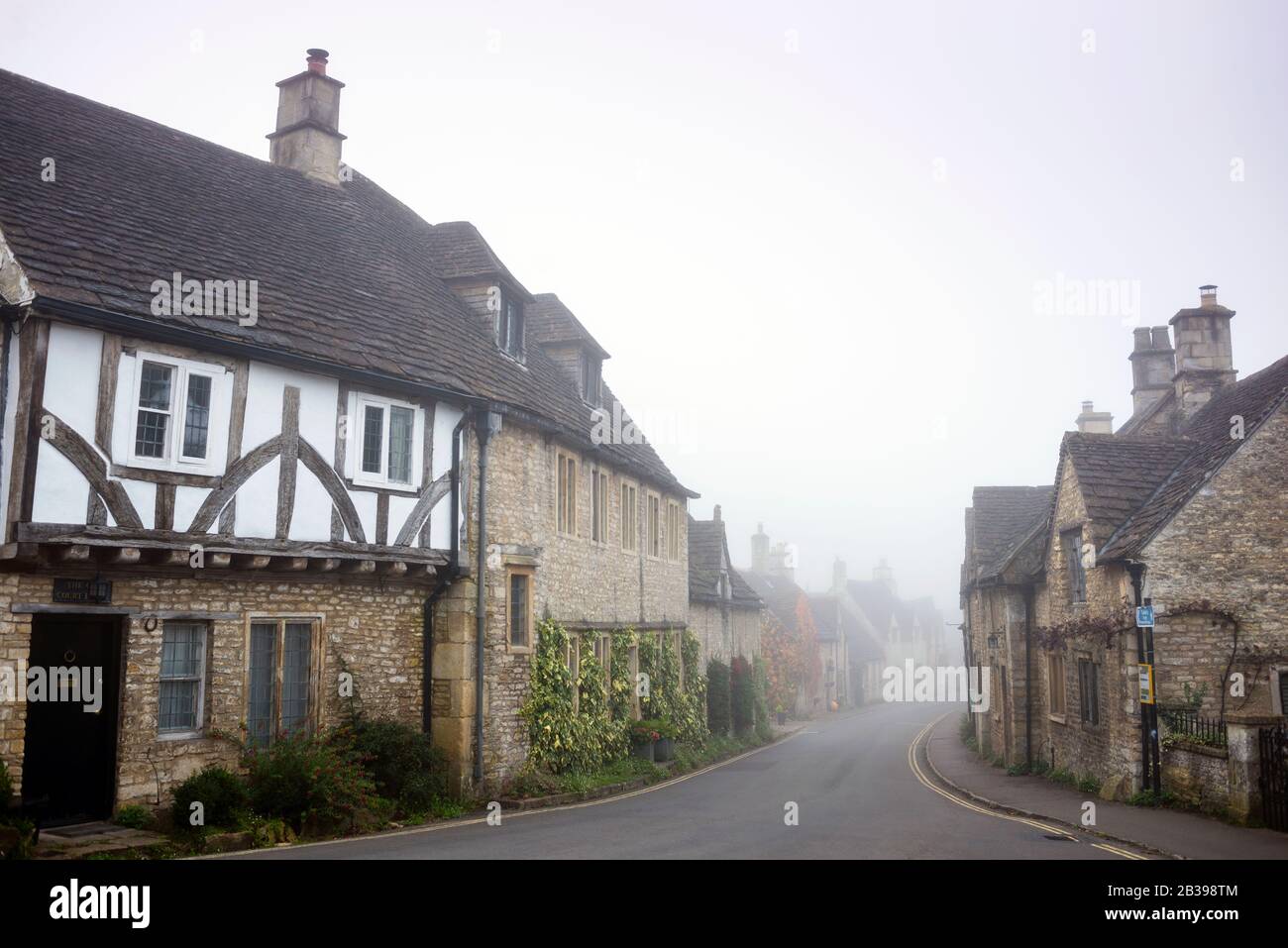 Quintessential English fog on a morning walk in the Cotswolds county