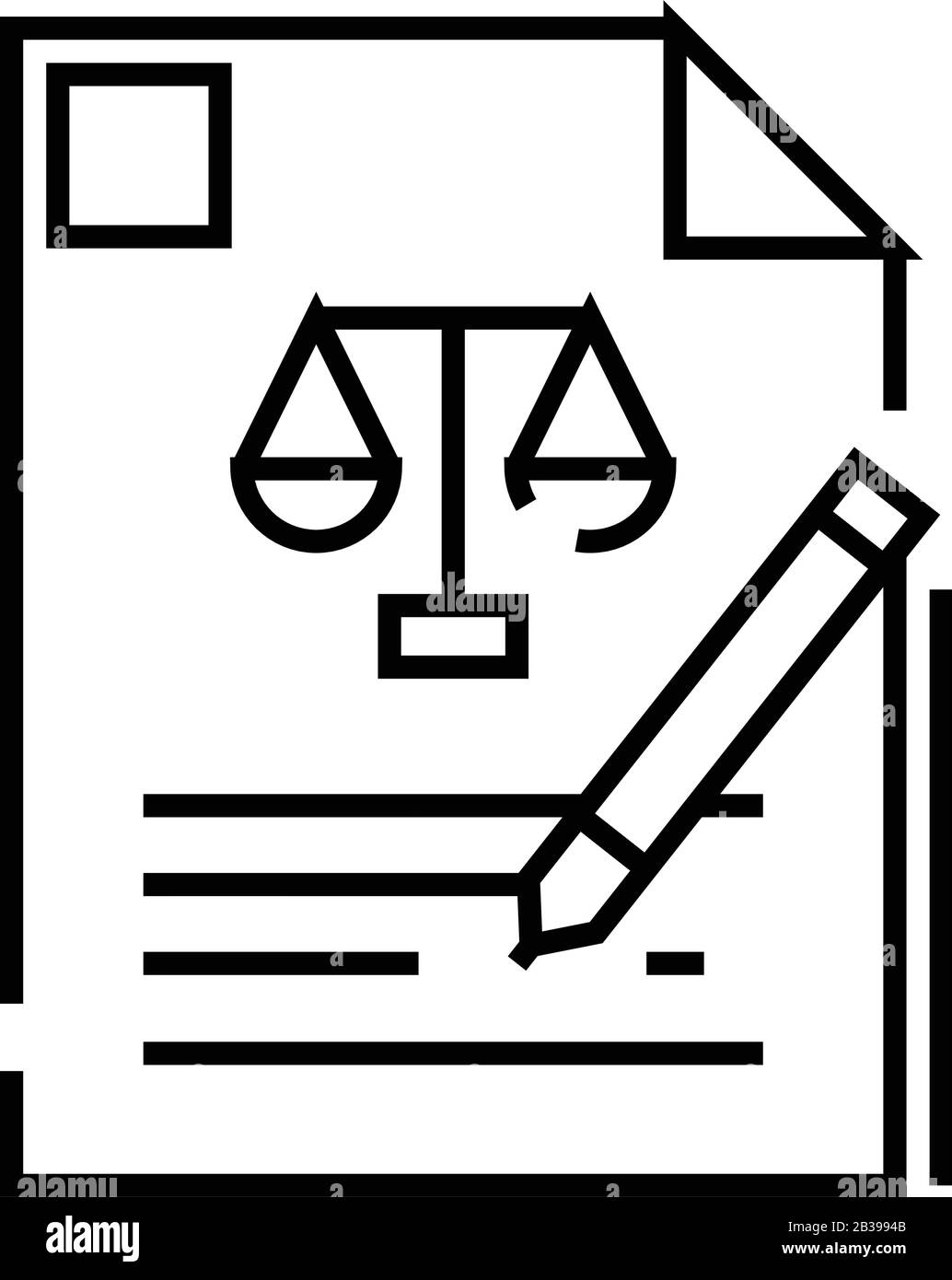 Written testimony line icon, concept sign, outline vector illustration