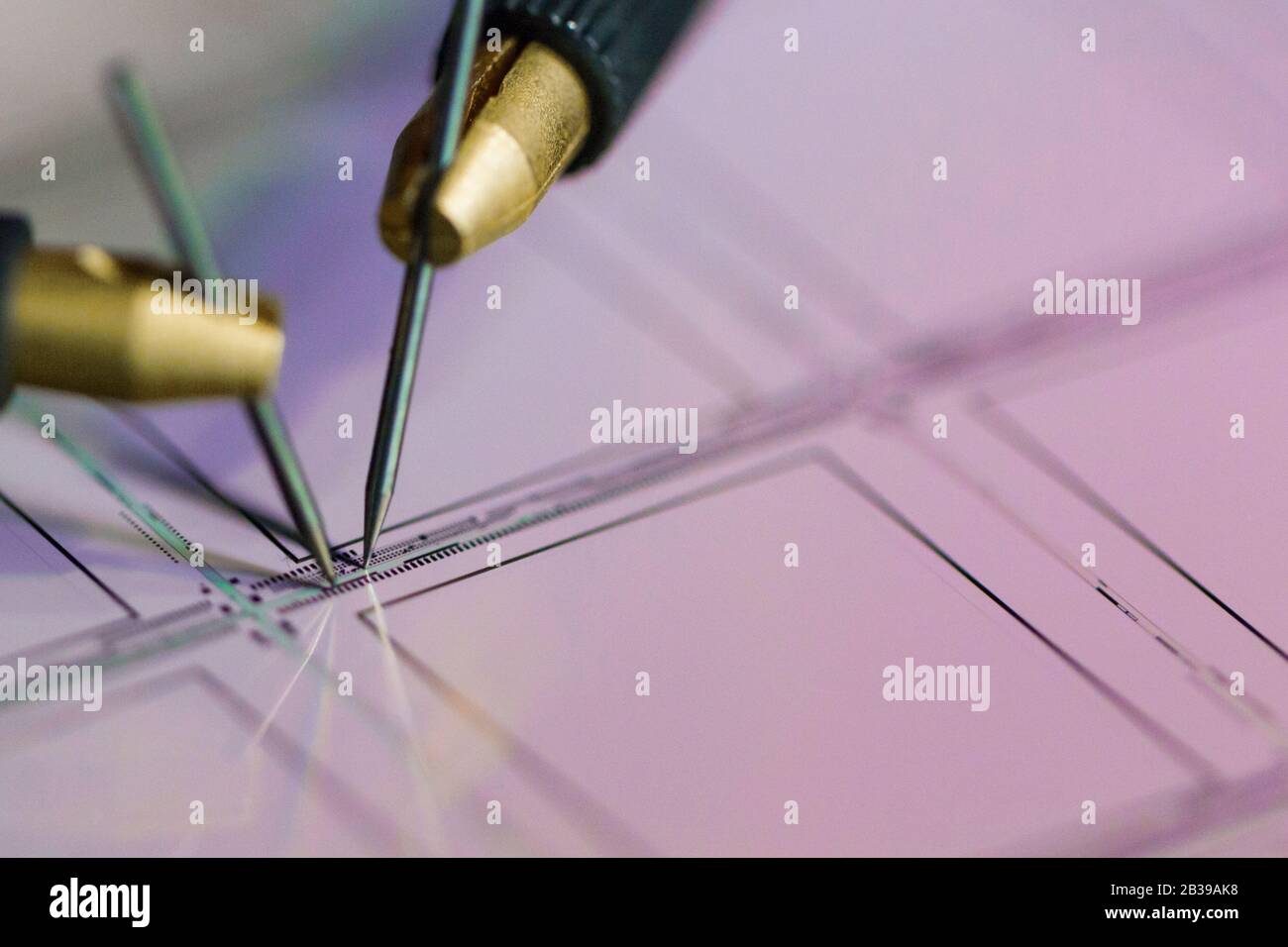 Manual probe system with needles for test of semiconductor on silicon ...