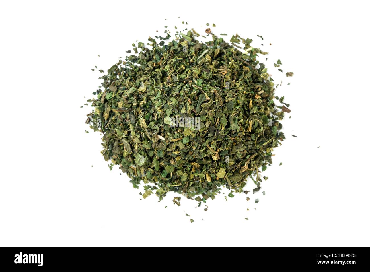 dried nettle herb or in latin Utricae folium heap of isolated on white