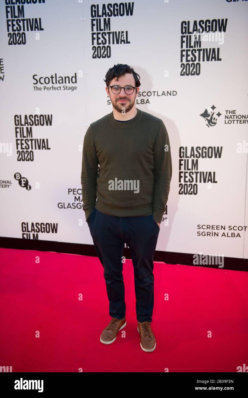 Glasgow, UK. 4th Mar, 2020. Pictured: Simon Bird - Actor. Scottish Premiere of the film, Days of the Bagnold Summer, on the red carpet of the Glasgow Film Theatre at the Glasgow Film Festival 2020. Credit: Colin Fisher/Alamy Live News Stock Photo
