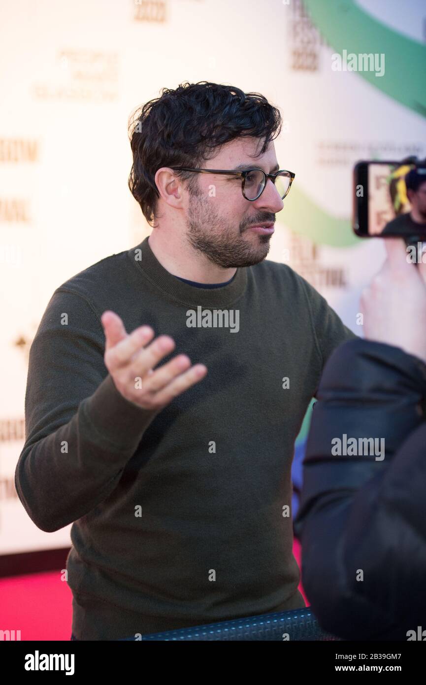 Glasgow, UK. 4th Mar, 2020. Pictured: Simon Bird - Actor. Scottish Premiere of the film, Days of the Bagnold Summer, on the red carpet of the Glasgow Film Theatre at the Glasgow Film Festival 2020. Credit: Colin Fisher/Alamy Live News Stock Photo