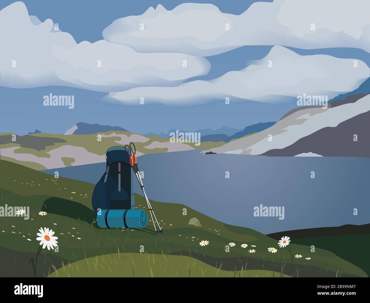 Green mountains valley Stock Vector