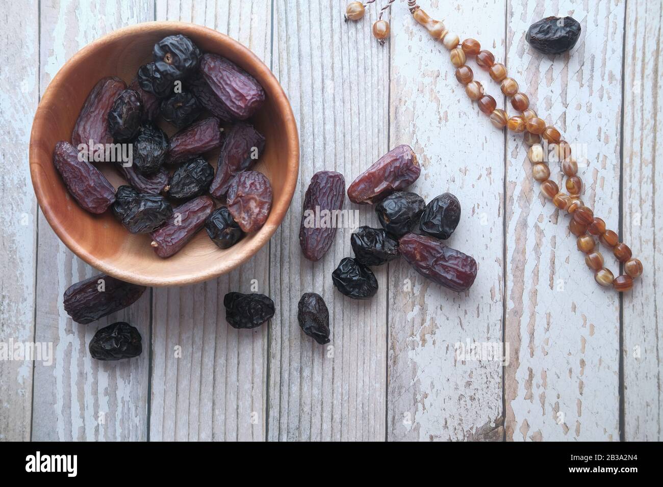 top view of date fruit in a bowl for ramadan  Stock Photo