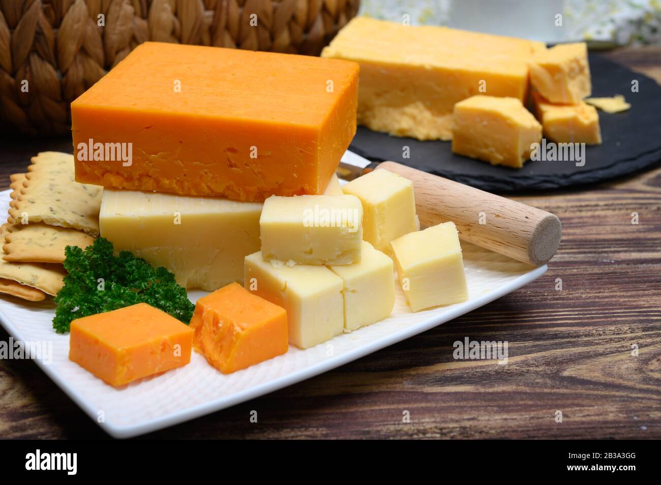 British hard cheeses made from cow milk yellow matured cheddar from