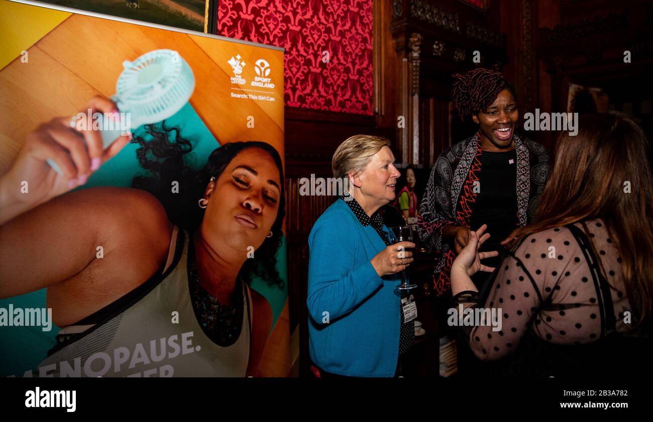 England Netball player Ama Agabeze speaks to guests during the This Girl Can Parliamentary reception at Palace of Westminster, London. Stock Photo