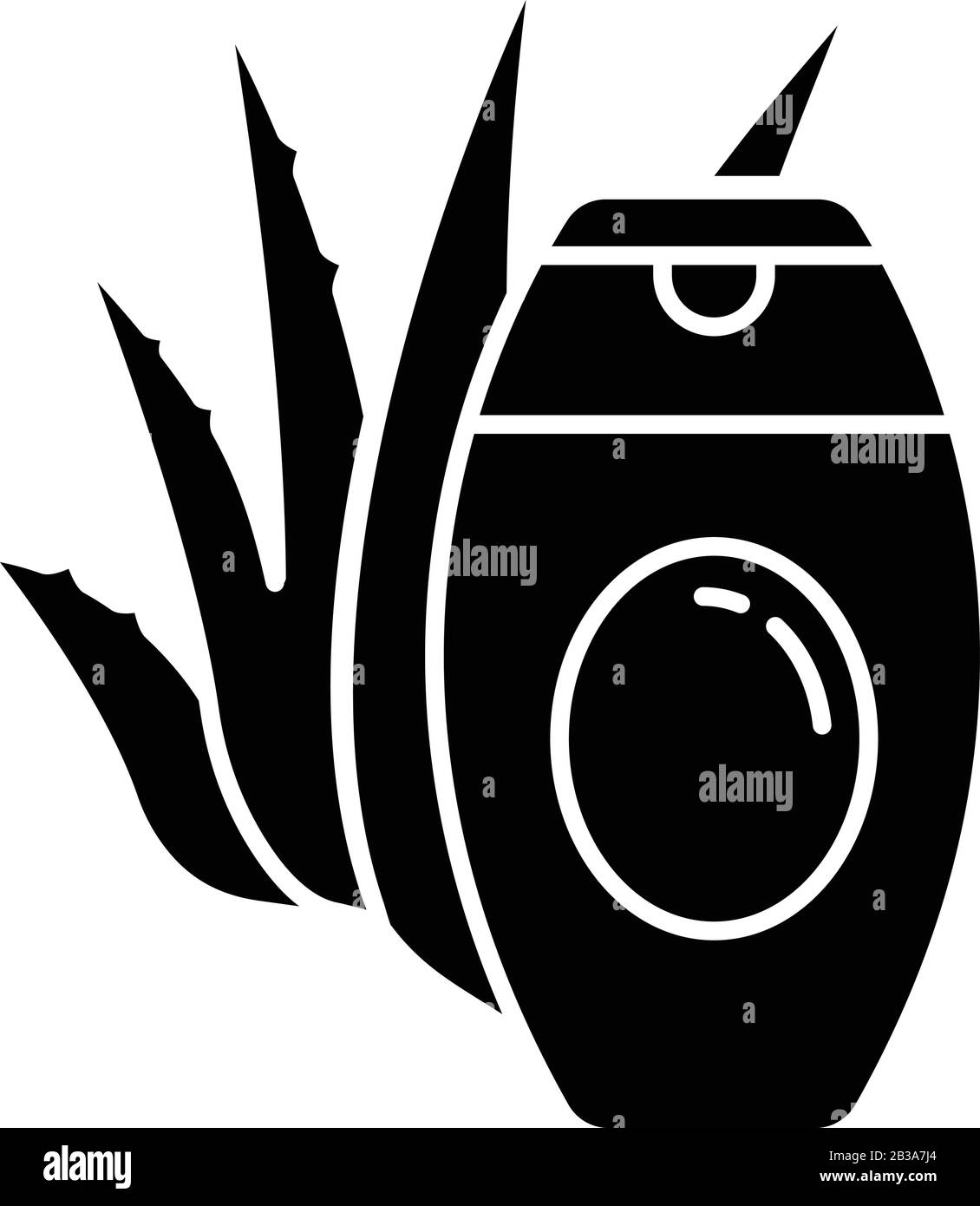 Aloe vera cream black glyph icon. Plant based body lotion for