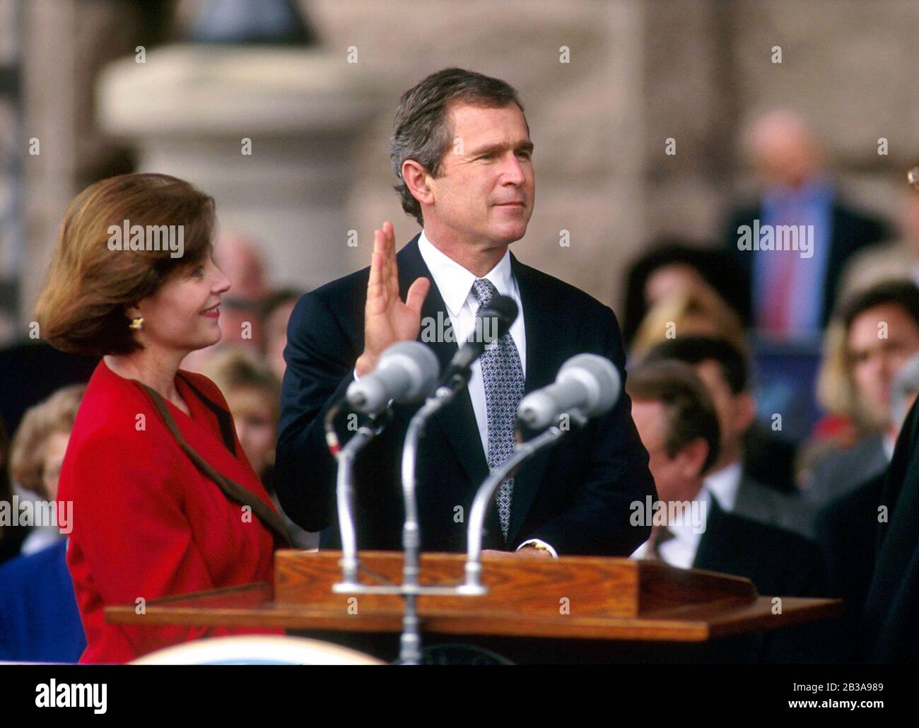 Austin, Texas USA, January 1995: George W. Bush takes the oath of ...