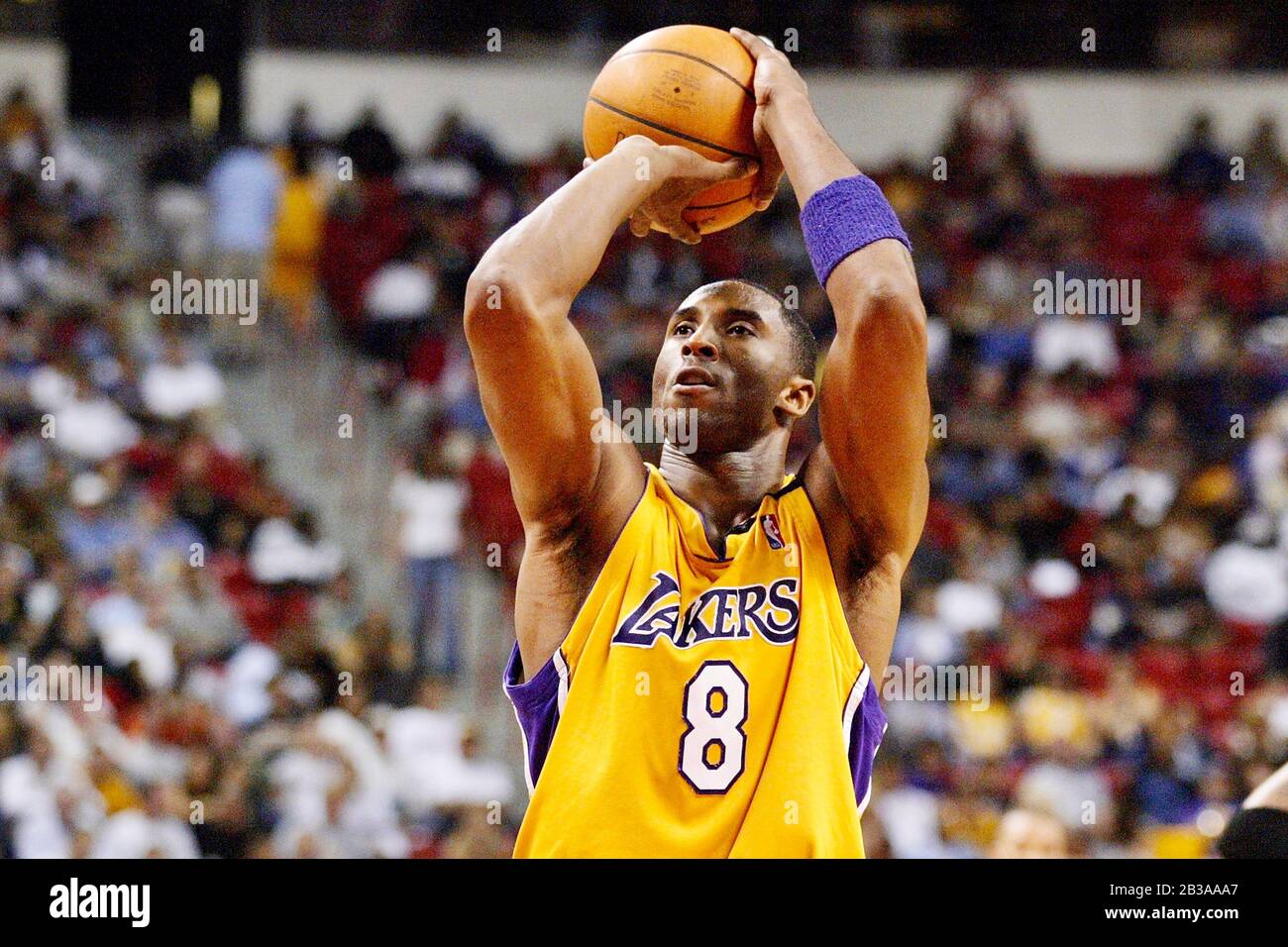 Basketball player Kobe Bryant of the LA Lakers plays in a game against the Phoenix Suns. Stock Photo