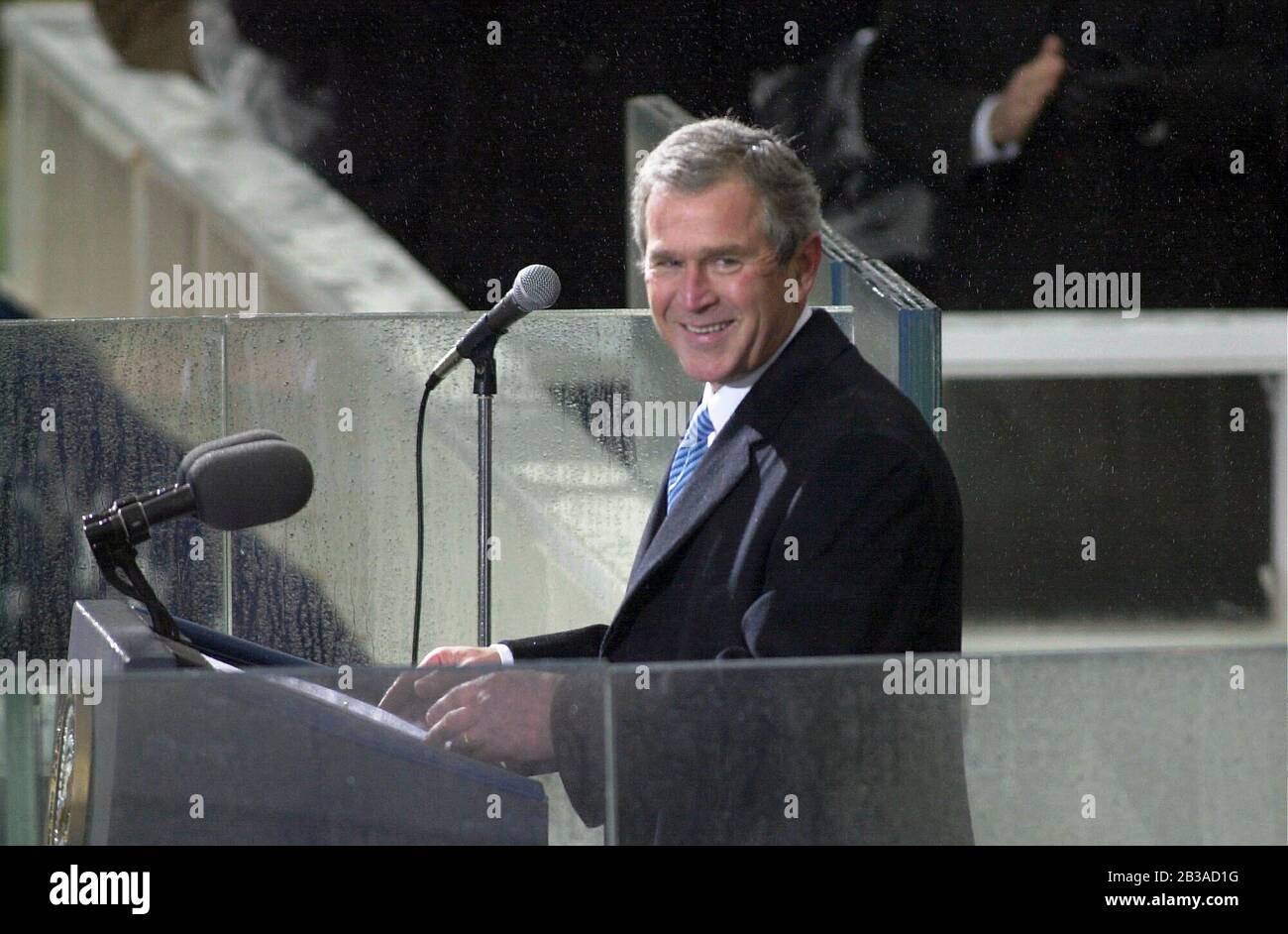 Washington, D.C. USA, Jan. 20 2001:  Pres. George W. Bush gives his inaugural address after being sworn in as the 43rd President of the United States. ©Bob Daemmrich Stock Photo