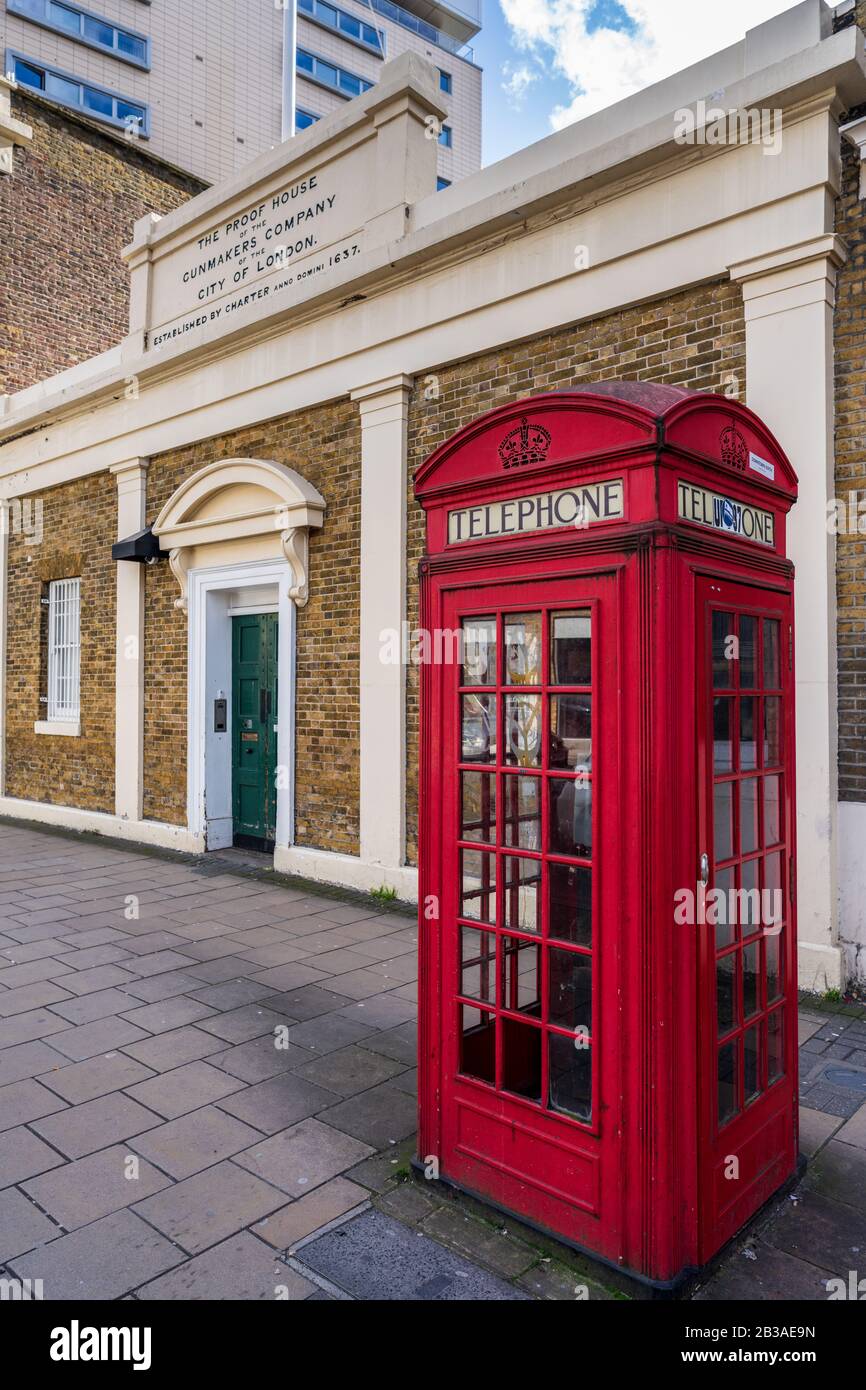 The Proof House of the Gunmakers Company of the City of London on Commercial Road East London. The livery company was founded in 1637. Stock Photo