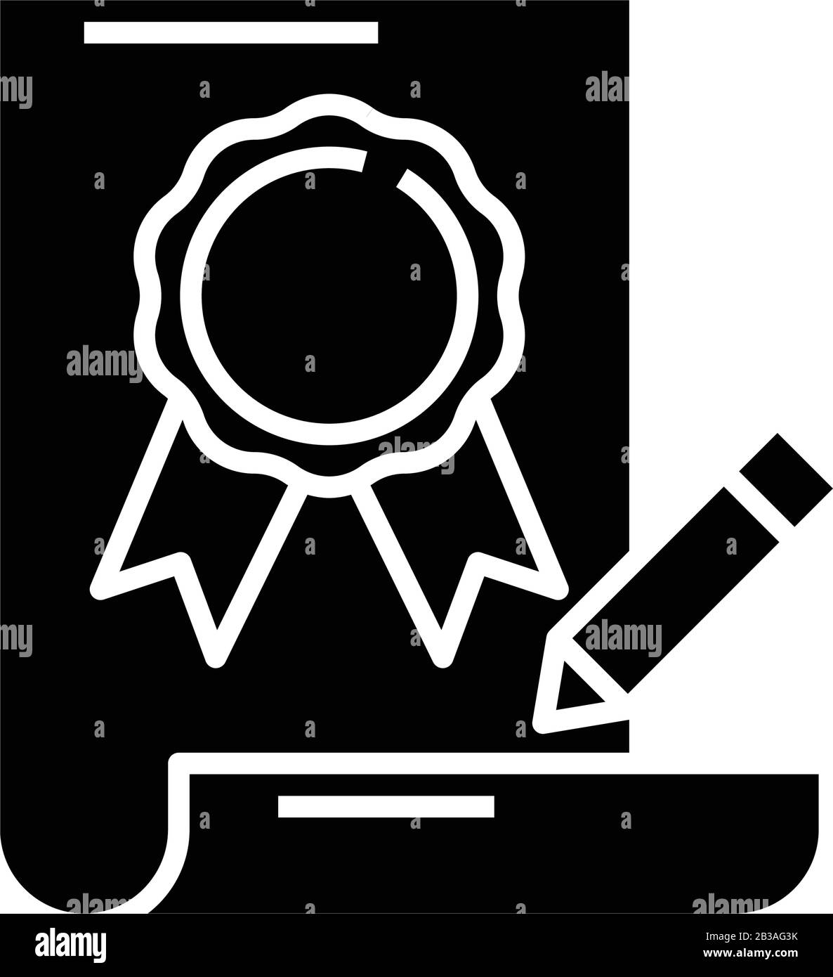 Quality mark black icon, concept illustration, vector flat symbol, glyph sign. Stock Vector