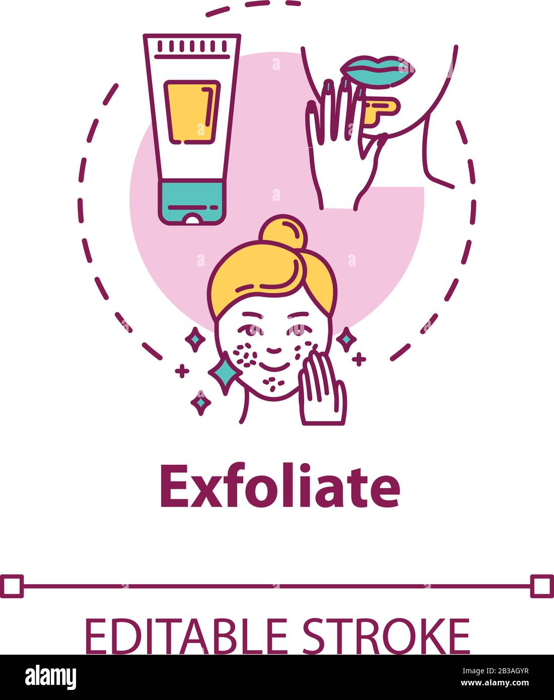 Exfoliate skin, peeling concept icon. Youth and beauty, skin renewal