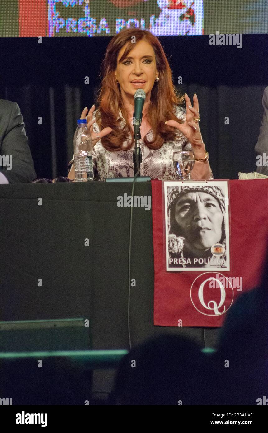 Ex-President, current Vice President of the Argentine Nation receiving honorary doctorate mention from National Universities of Avellaneda and Quilmes Stock Photo