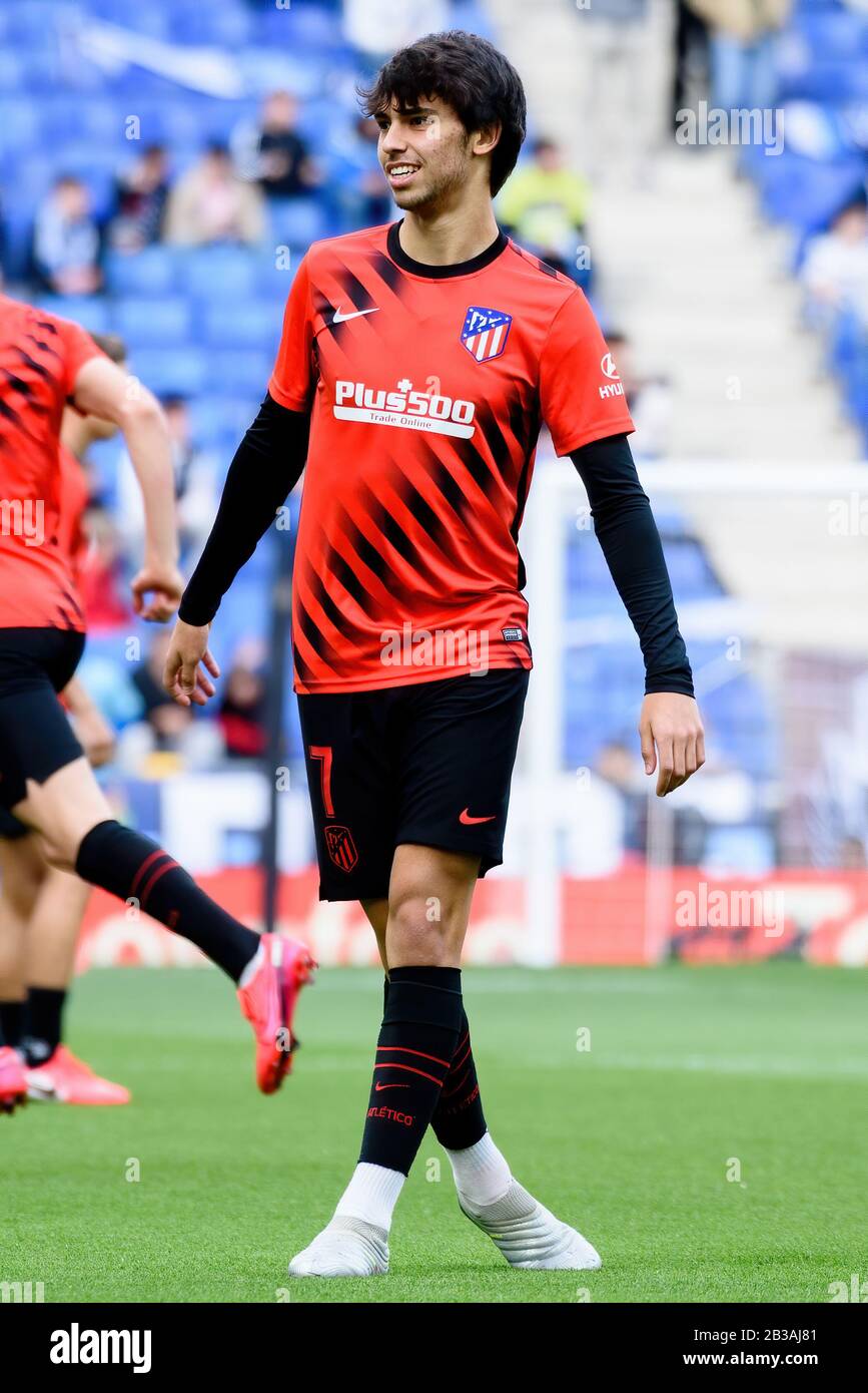 BARCELONA - MAR 1: Joao Felix plays at the La Liga match between RCD Espanyol and Atletico de Madrid at the RCDE Stadium on March 1, 2020 in Barcelona Stock Photo