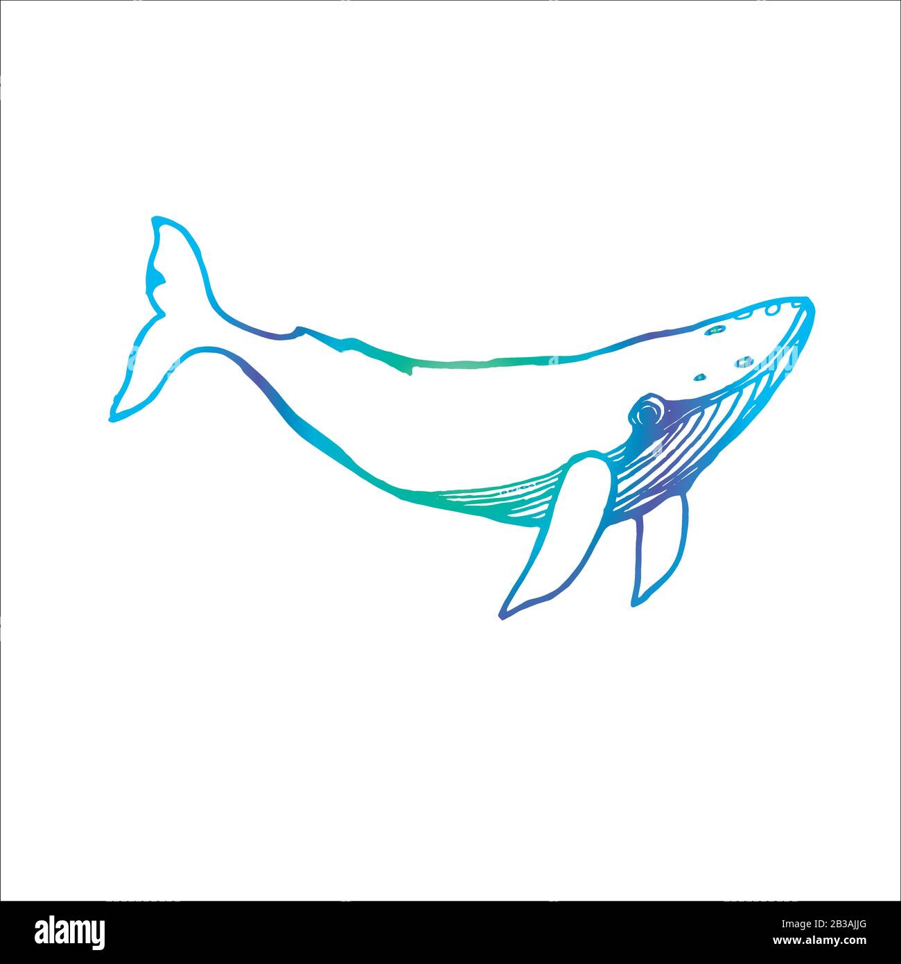 Whale Color Gradient Neon gradient illustration of a whale underwater in a dotwork style ...