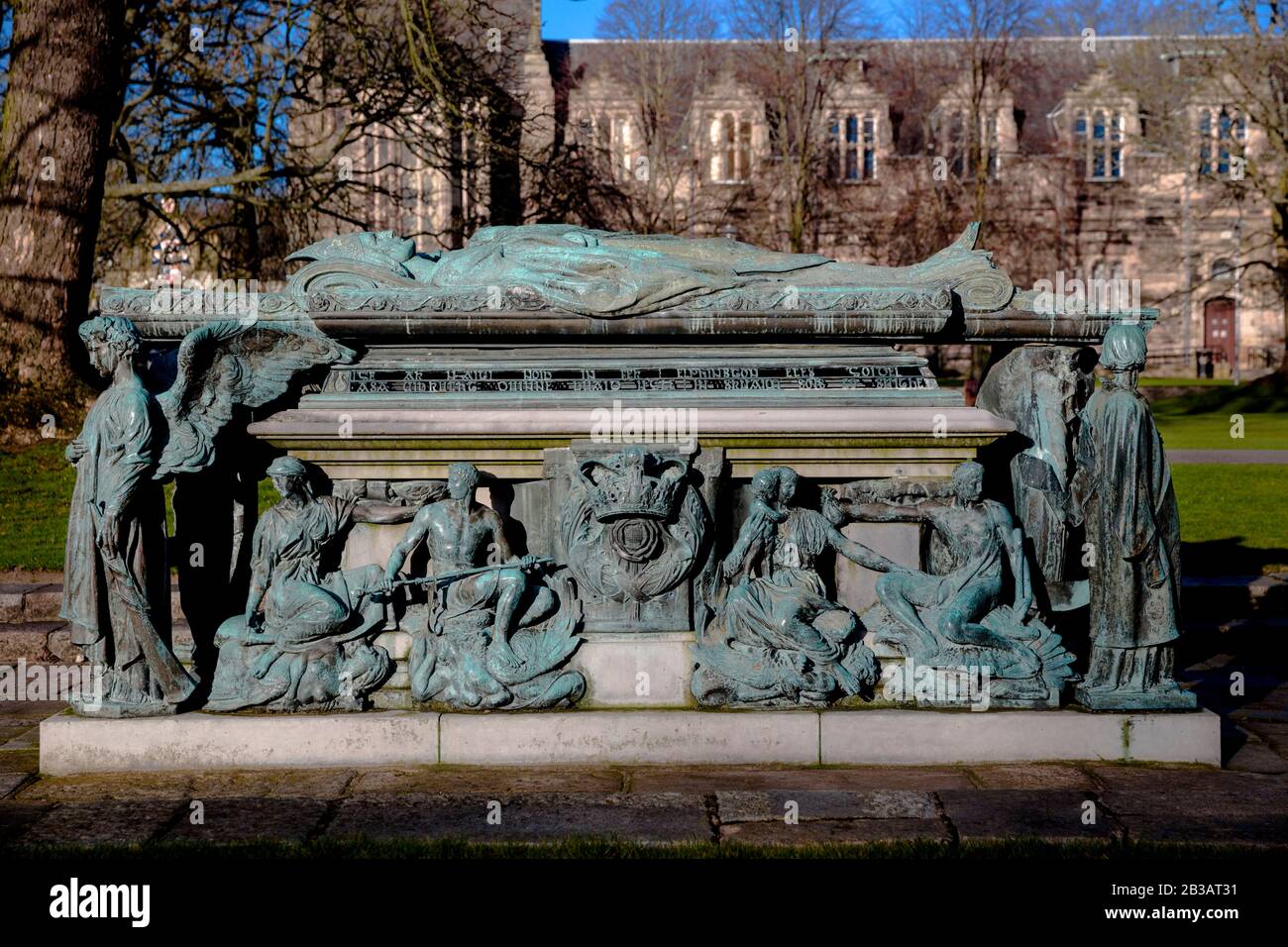 Bishop William Elphinstone staute, founder of the University of Aberdeen, Old Aberdeen, Aberdeen, Scotland Stock Photo