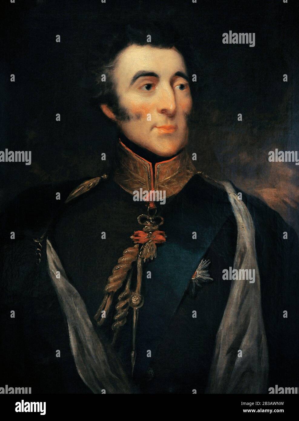 Arthur Wellesley (1769-1852). 1st Duke of Wellington. British military and Prime Minister. Portrait attributed to John Jackson (1778-1831), ca.1820-1825. Lazaro Galdiano Museum. Madrid. Spain. Stock Photo