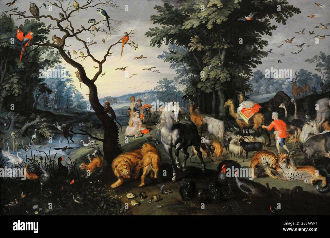 Jan Brueghel the Younger (1601-1678). Flemish painter. The Animals Entering into the Arch of Noah, mid-17th century. Lazaro Galdiano Museum. Madrid. Spain. Stock Photo