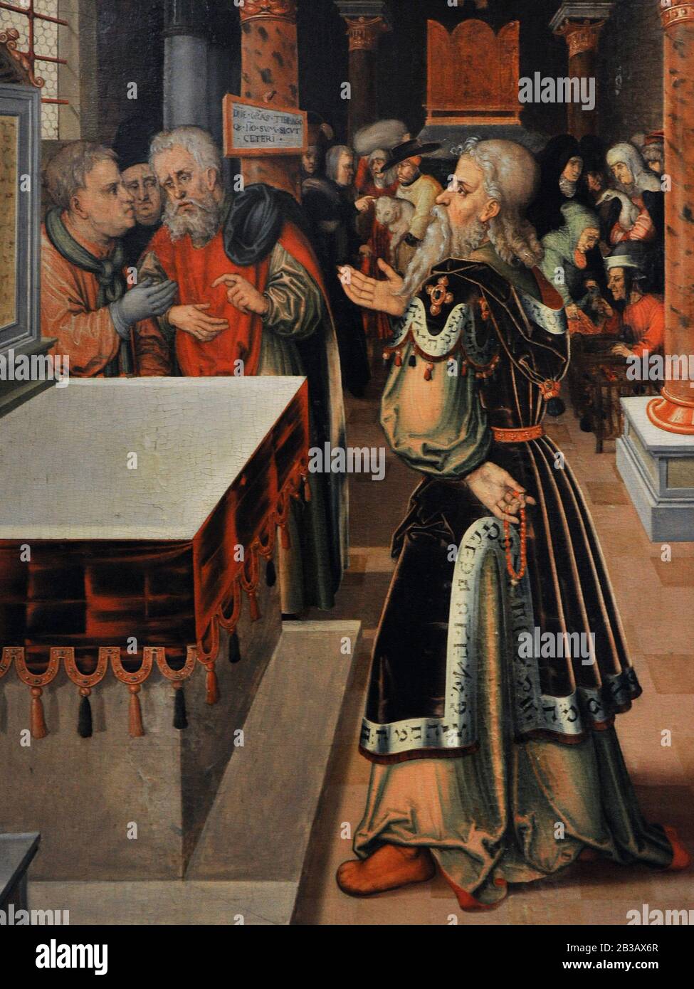 Master of the Martyrdom of Saint Erasmus (Heinrich Satrapitanus ?). The Prayer of the Pharisee and the Publican, Germany, 1501-1525. Detail. Lazaro Galdiano Museum. Madrid. Spain. Stock Photo