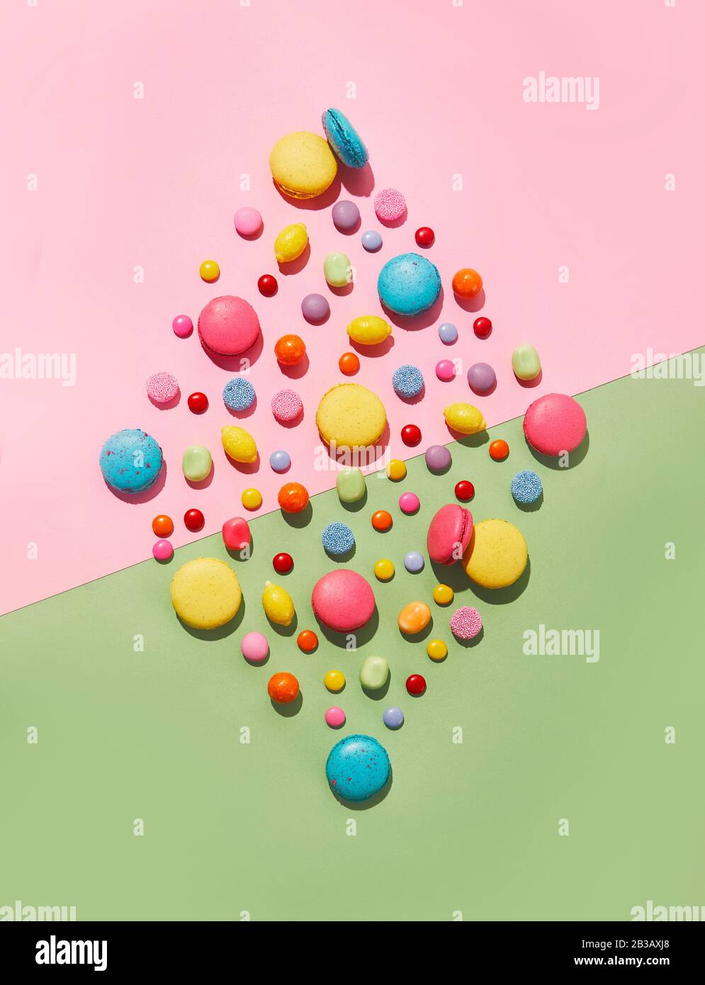 Macaroons with Colorful Candy Pieces Stock Photo