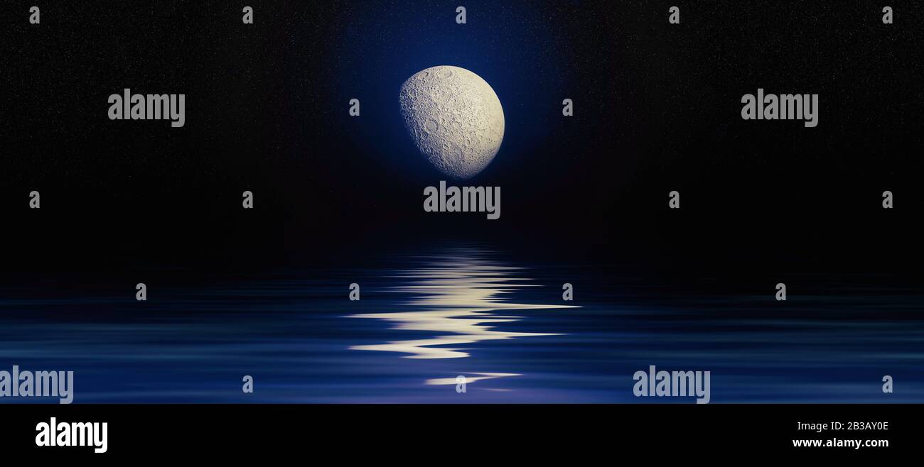 Moonlight Night Landscape Stars Reflection In Water 3d Illustration Night Scene Background Trend Color Stock Photo Alamy Moonlight Night Landscape Stars Reflection In Water 3d Illustration Night Scene Background Trend Color Stock Photo Alamy