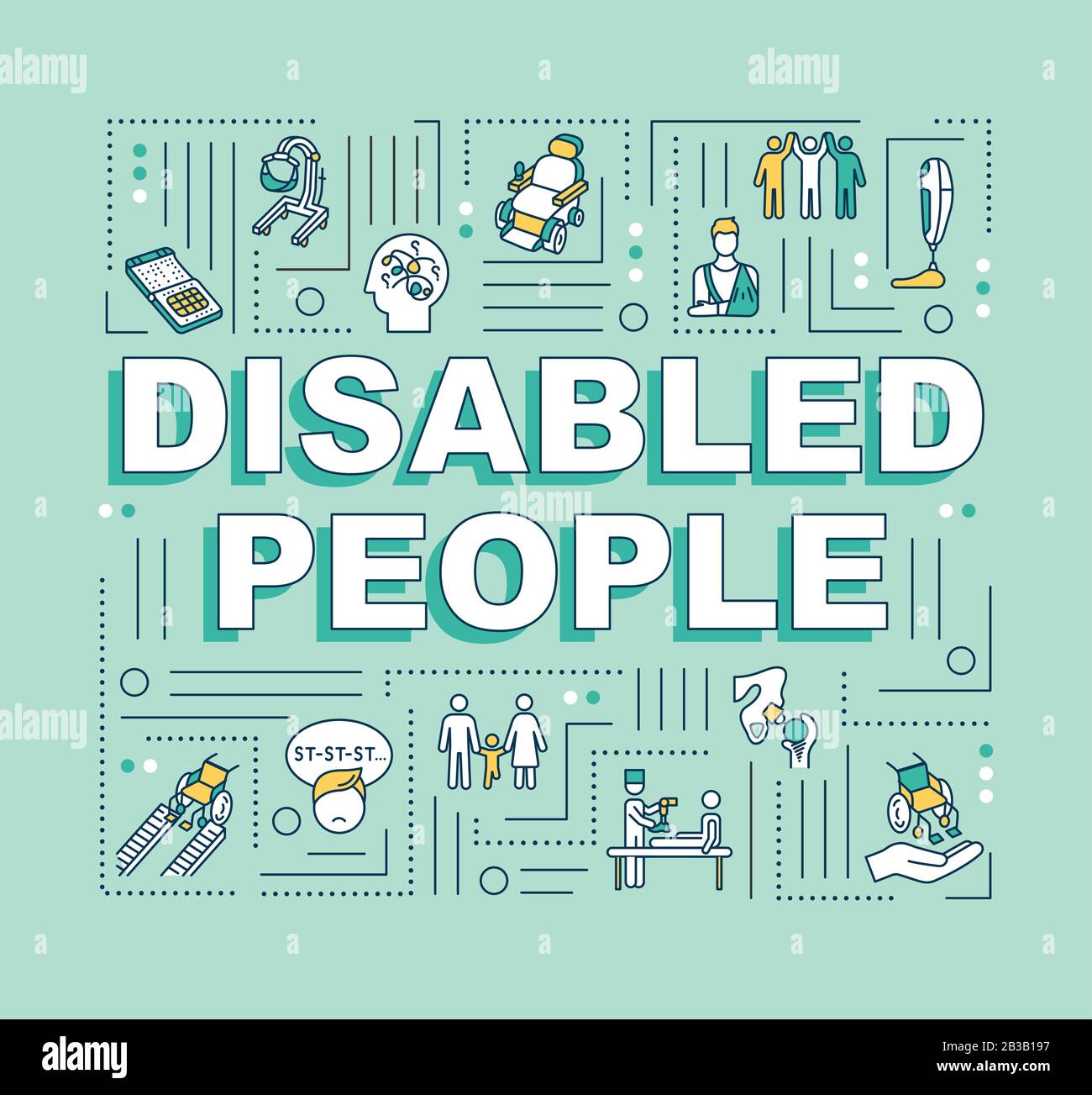 Disabled people word concepts banner. Handicapped awareness. Inclusive