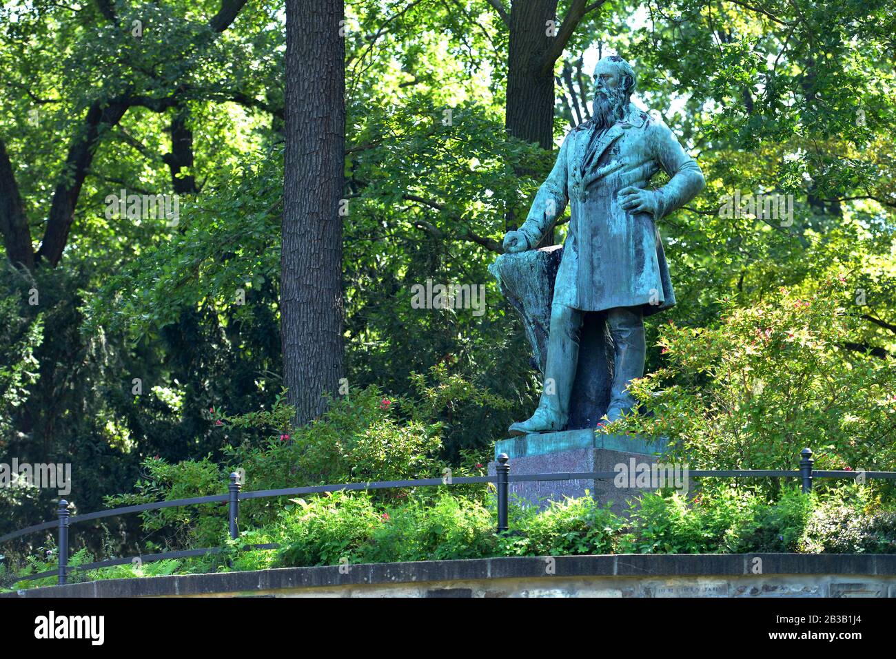 Denkmal, Turnvater Friedrich Ludwig Jahn, Hasenheide, Neukoelln, Berlin, Deutschland Stock Photo