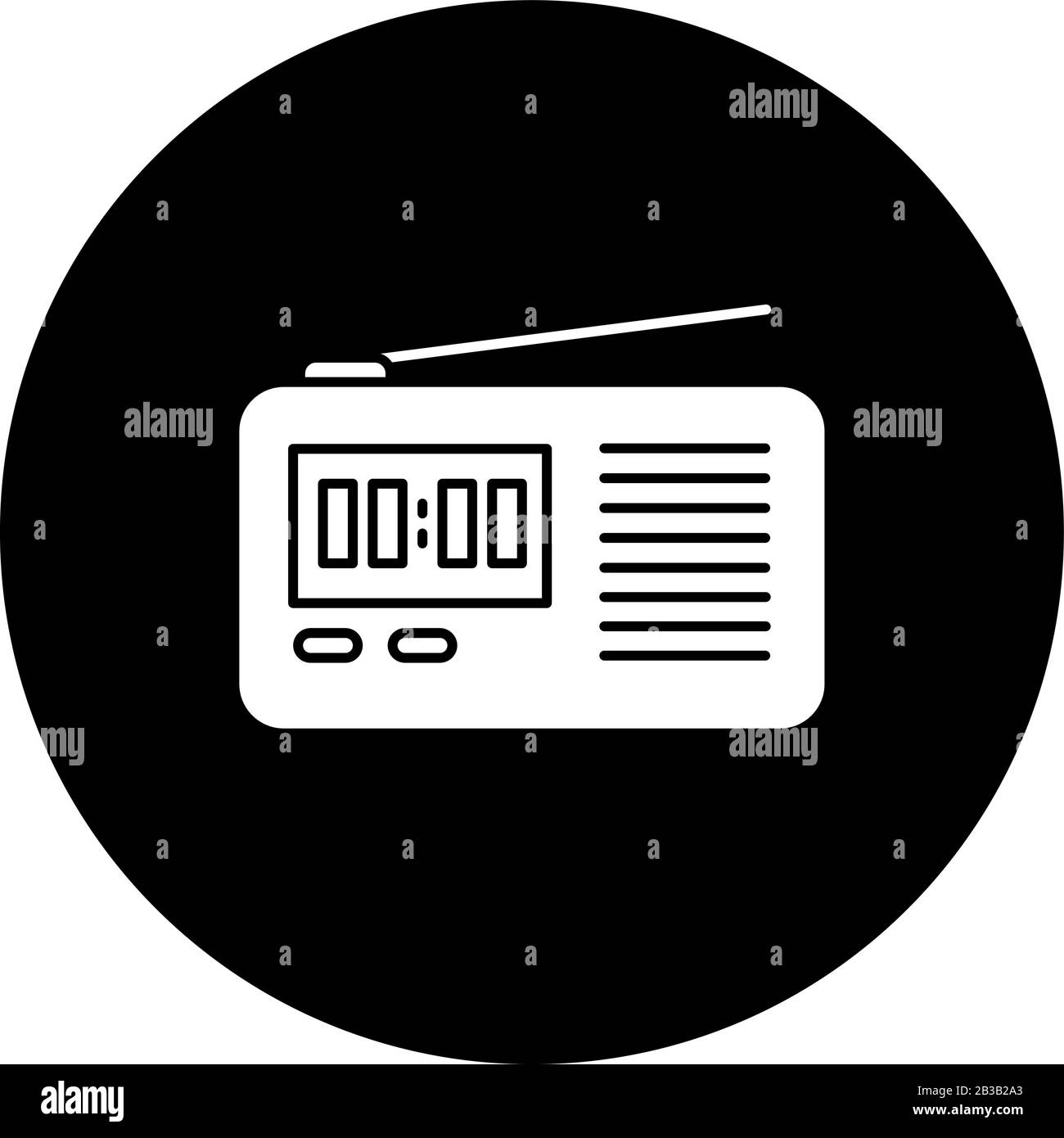 Wireless radio set glyph icon. Portable electronic receiver. Signal