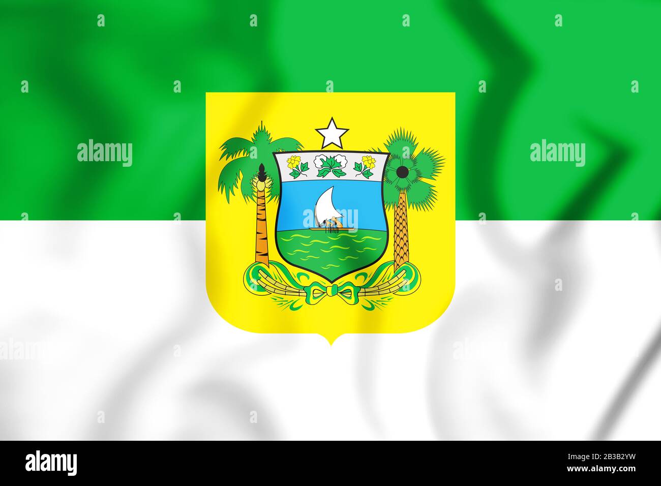 3D Flag of Rio Grande do Norte, Brazil. 3D Illustration. Stock Photo