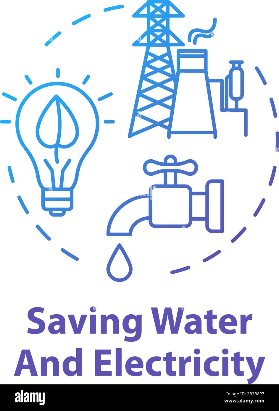 Saving water and electricity concept icon. Responsible resource