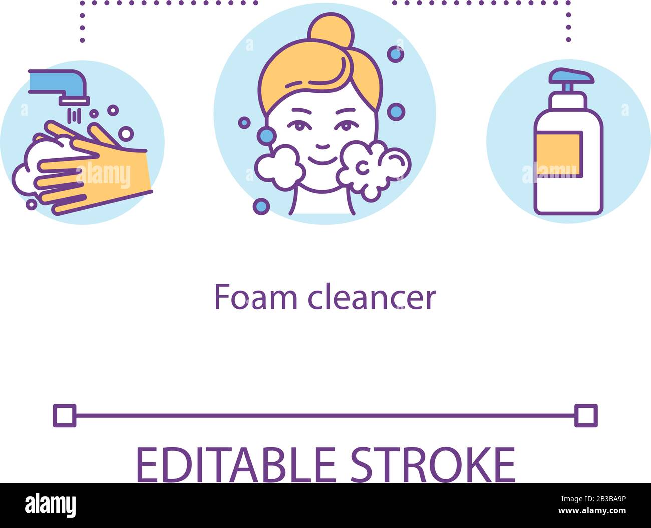Foam cleanser concept icon. Cosmetic products for skincare. Proper