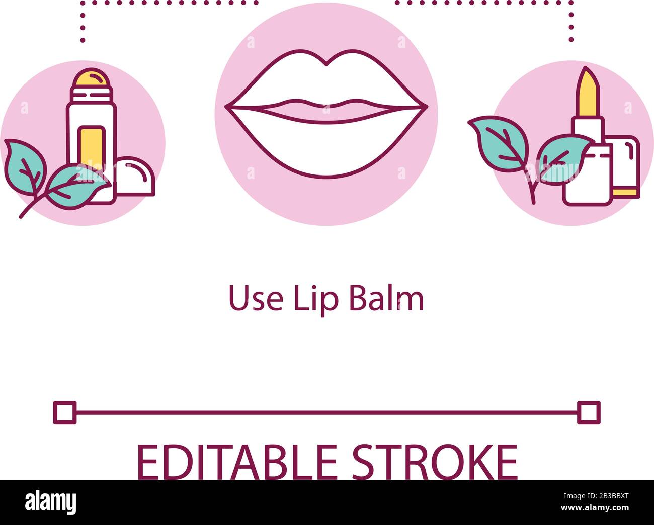 Use lip balm concept icon. Skincare and beauty. Hygienic lipbalm. Cosmetic and dermatology. Lipcare idea thin line illustration. Vector isolated Stock Vector