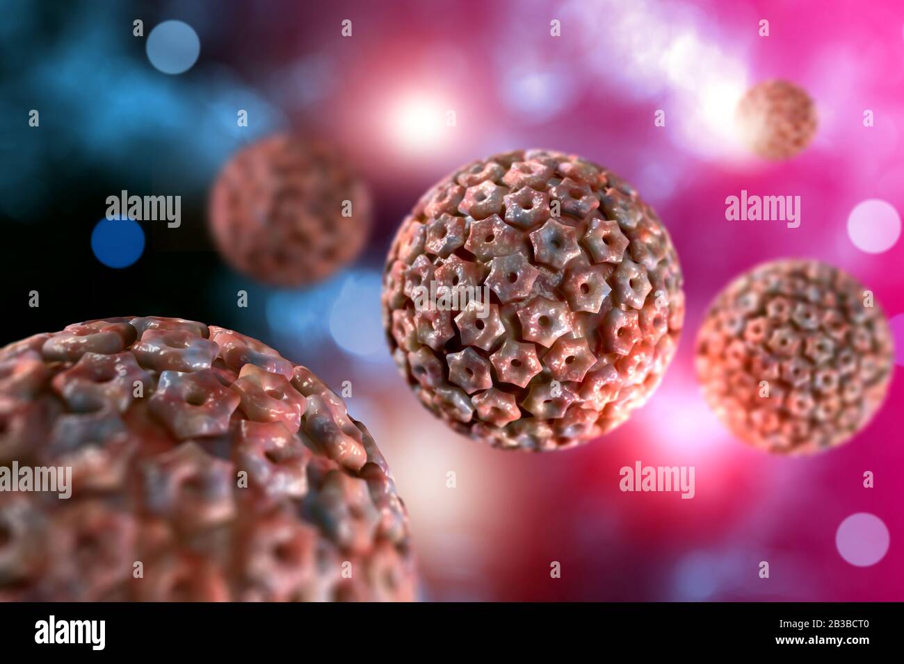 Infectious disease herpes simplex virus cells conceptual 3D illustration Stock Photo