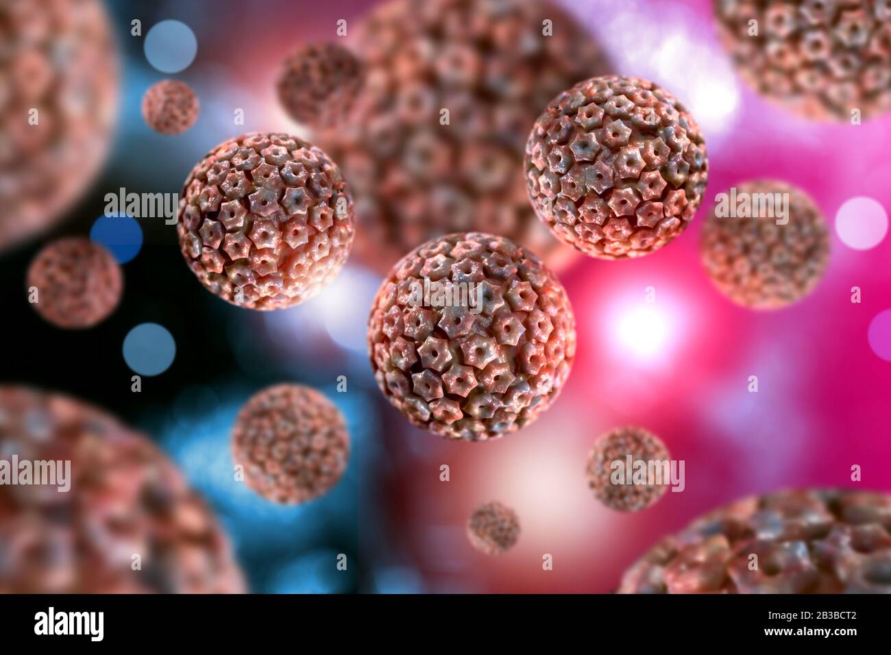 Infectious disease herpes simplex virus cells conceptual 3D illustration Stock Photo